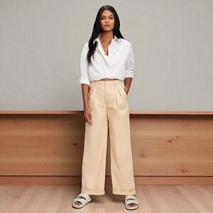 GAP High Rise Pleated Wide Leg Twill Pant |Khaki Sand | Size 12 | Style # 815871